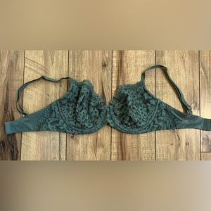 Victoria’s Secret- Body by Victoria Unlined Lace Demi Bra, Hunter Green, 34 DD